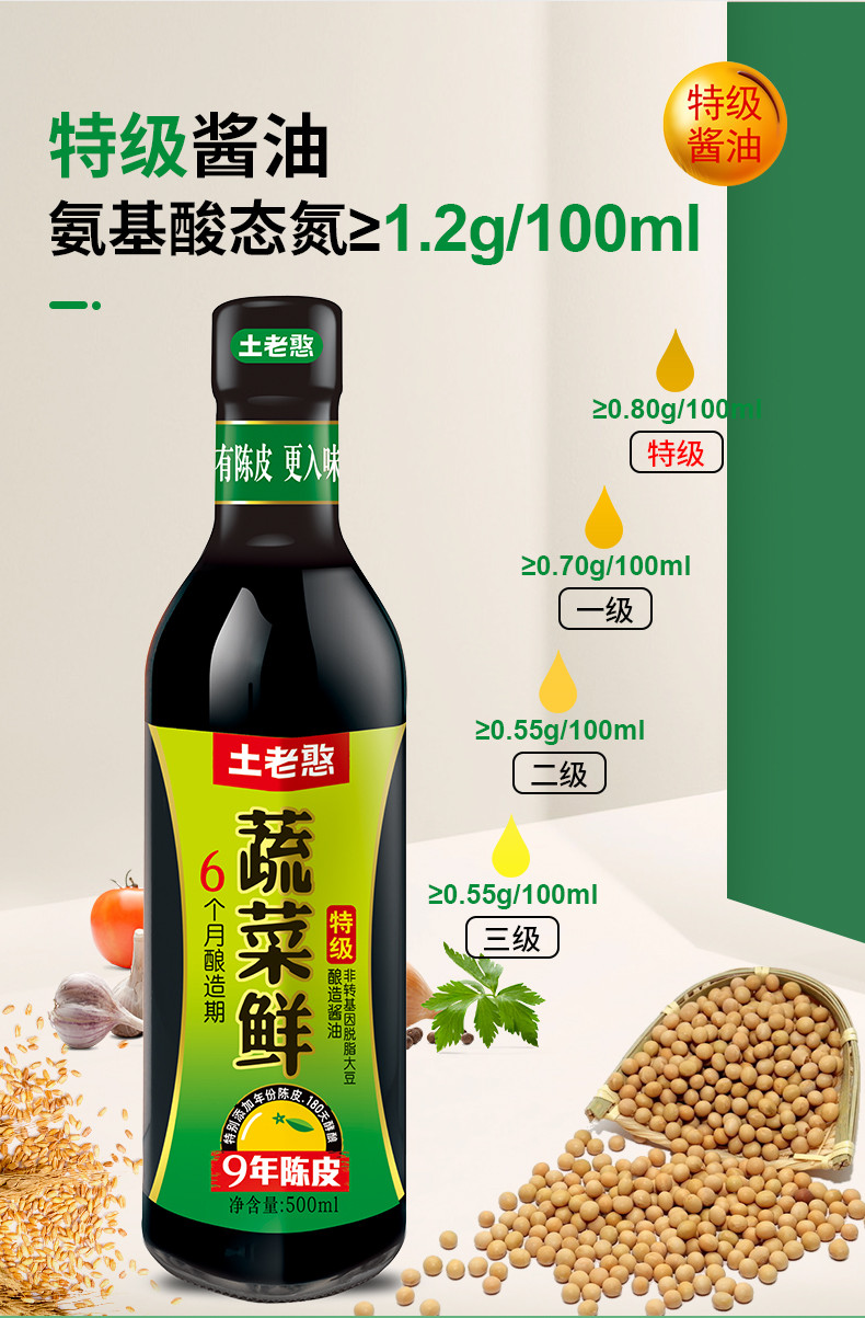 土老憨生抽酱油500ml桔子陈醋450ml陈皮料酒450ml