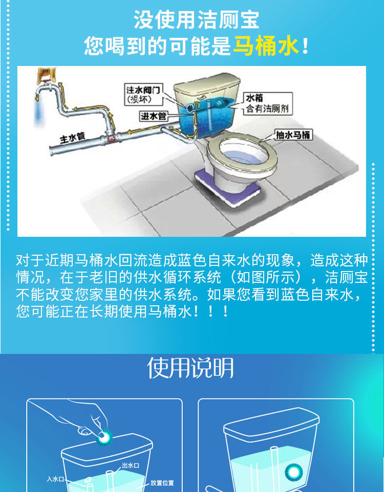 蓝泡泡洁厕宝厕所除臭洁厕灵马桶清洁剂厕所卫生间用品清香除异味