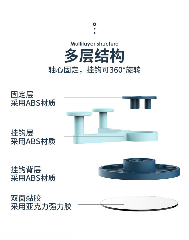 4个装创意口罩挂钩墙壁无痕衣钩壁挂厨房挂勾免打孔旋转强力粘钩