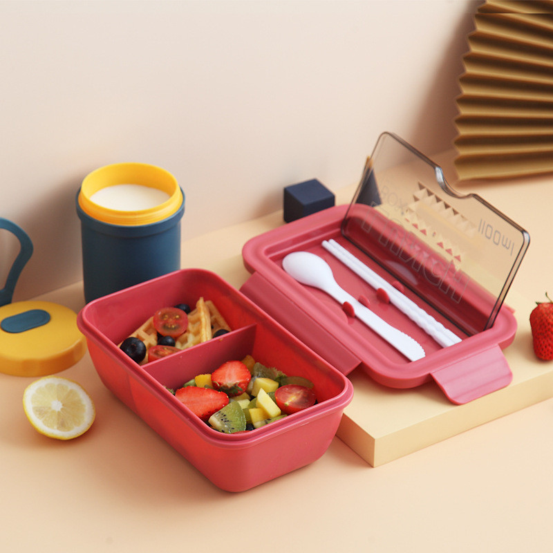 热销新款学生午餐饭盒 日式密封多格便当盒 微波炉塑料保鲜盒