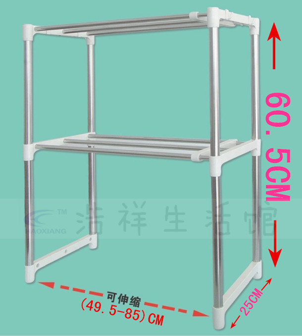 多用厨房微波炉架子置物架电器层架 不锈钢伸缩调节收纳架鞋架