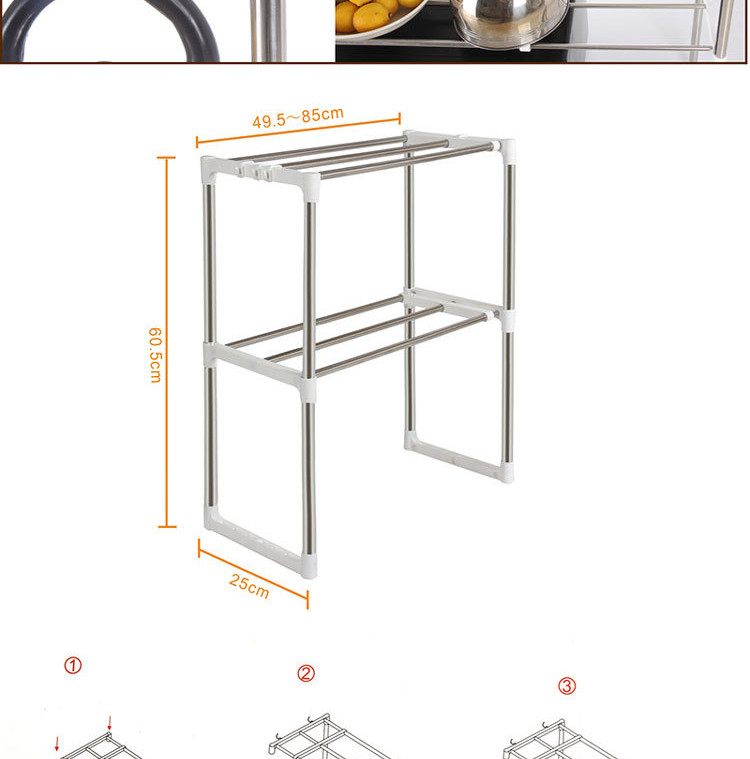 多用厨房微波炉架子置物架电器层架 不锈钢伸缩调节收纳架鞋架