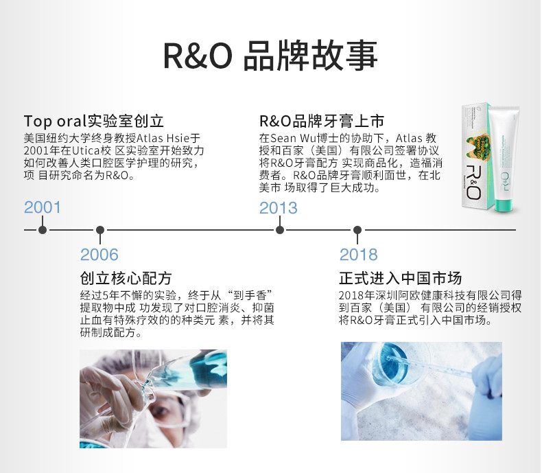 美国进口ro/R&amp;O牙膏宜家组合套装缓解牙龈出血口气清新去黄家庭装3支装