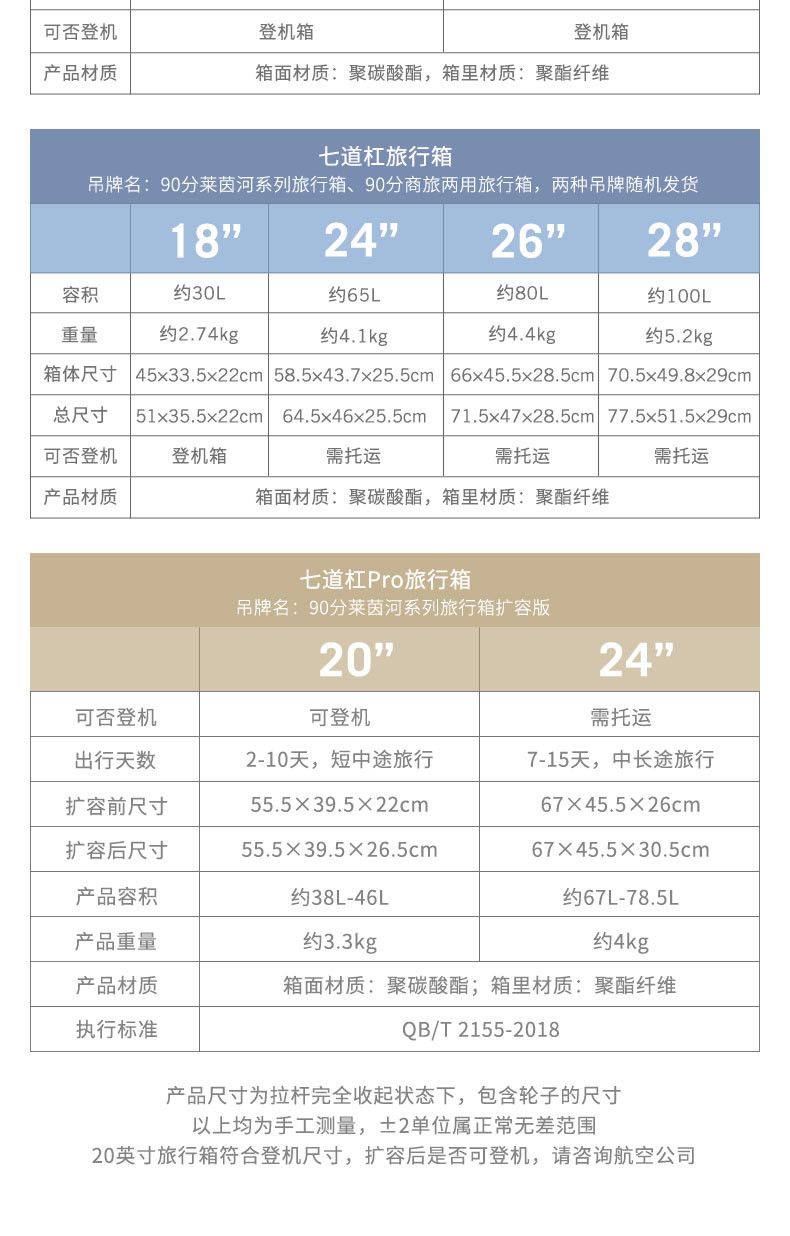 90分行李箱 旅行箱登机箱 24寸万向轮拉杆箱