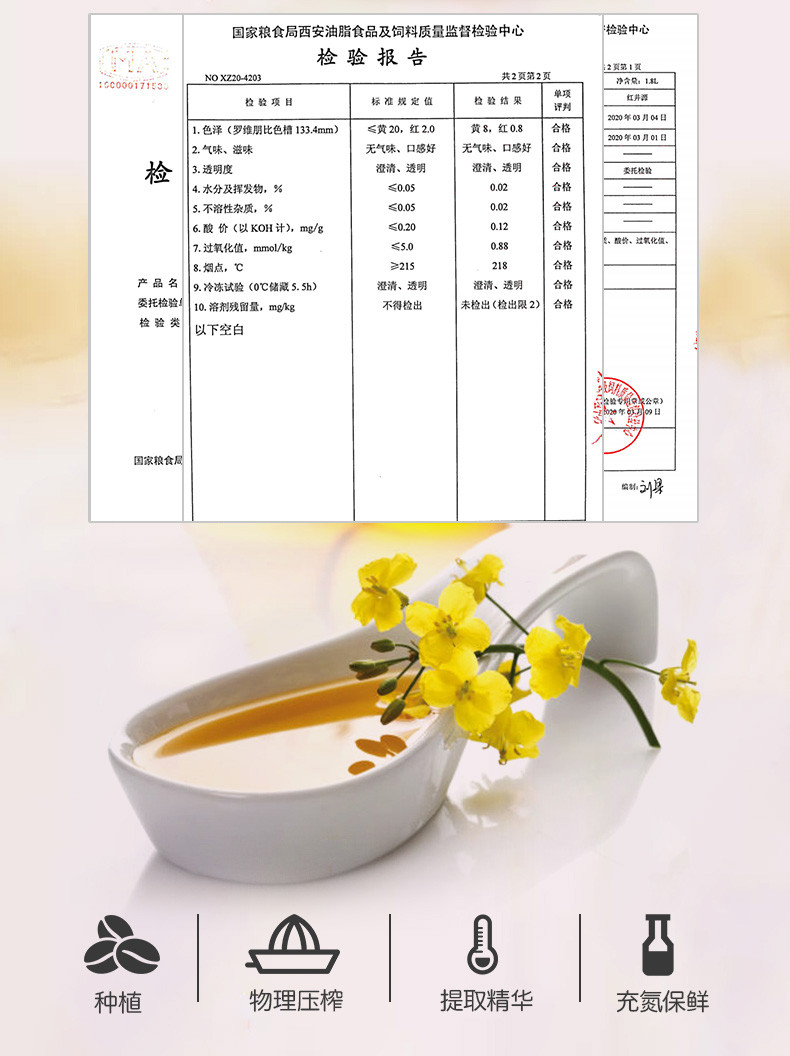 红井源 内蒙古特产 一级纯香物理压榨菜籽油1.8L扶贫产品