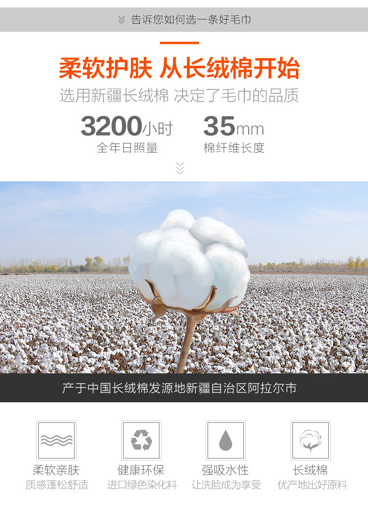 洁丽雅7050简约毛巾1条 纯棉加厚简约素色彩条洗脸毛巾（颜色随机）