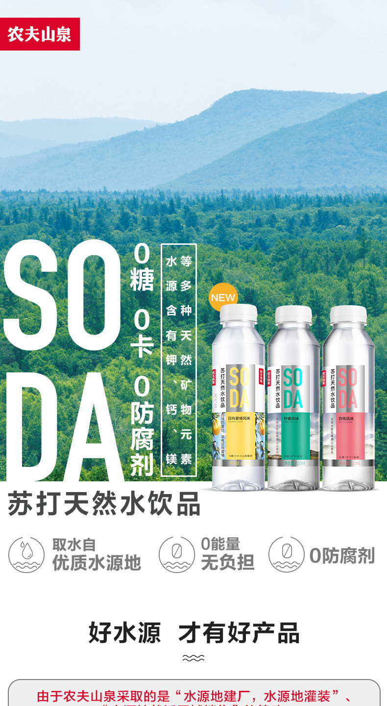 【仅限信阳销售】农夫山泉天然苏打水日向夏橘风味410ml*15