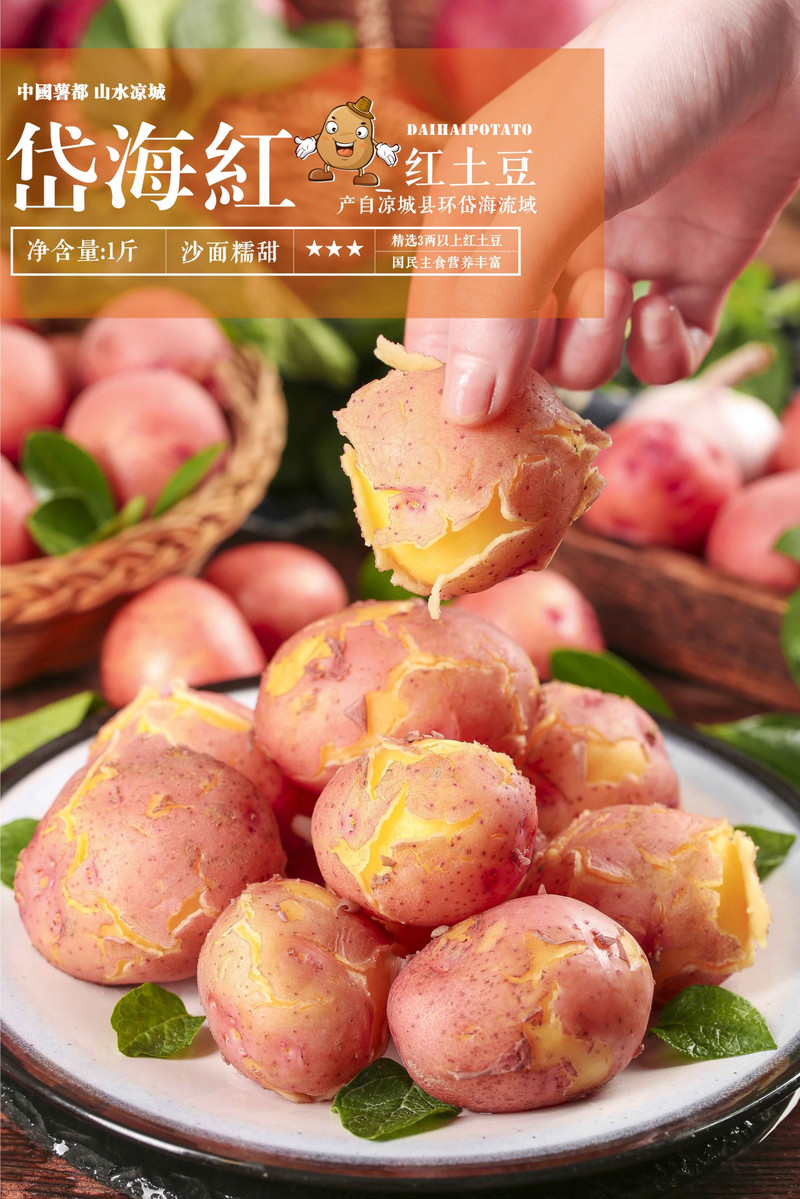 岱海 中国薯都内蒙古乌兰察布岱海红土豆5斤 产自中国薯都 富含花青素