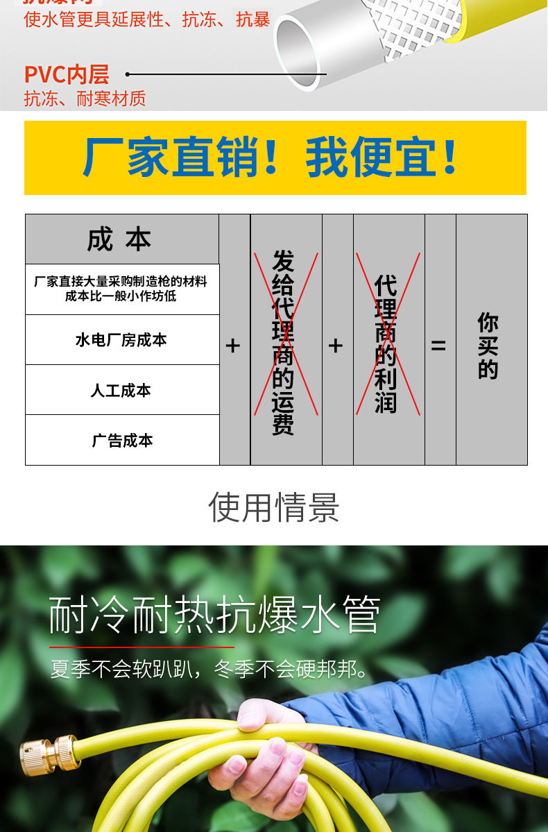 高压洗车水枪套装防爆水管家用浇花金属刷车汽车冲喷枪单把水枪头