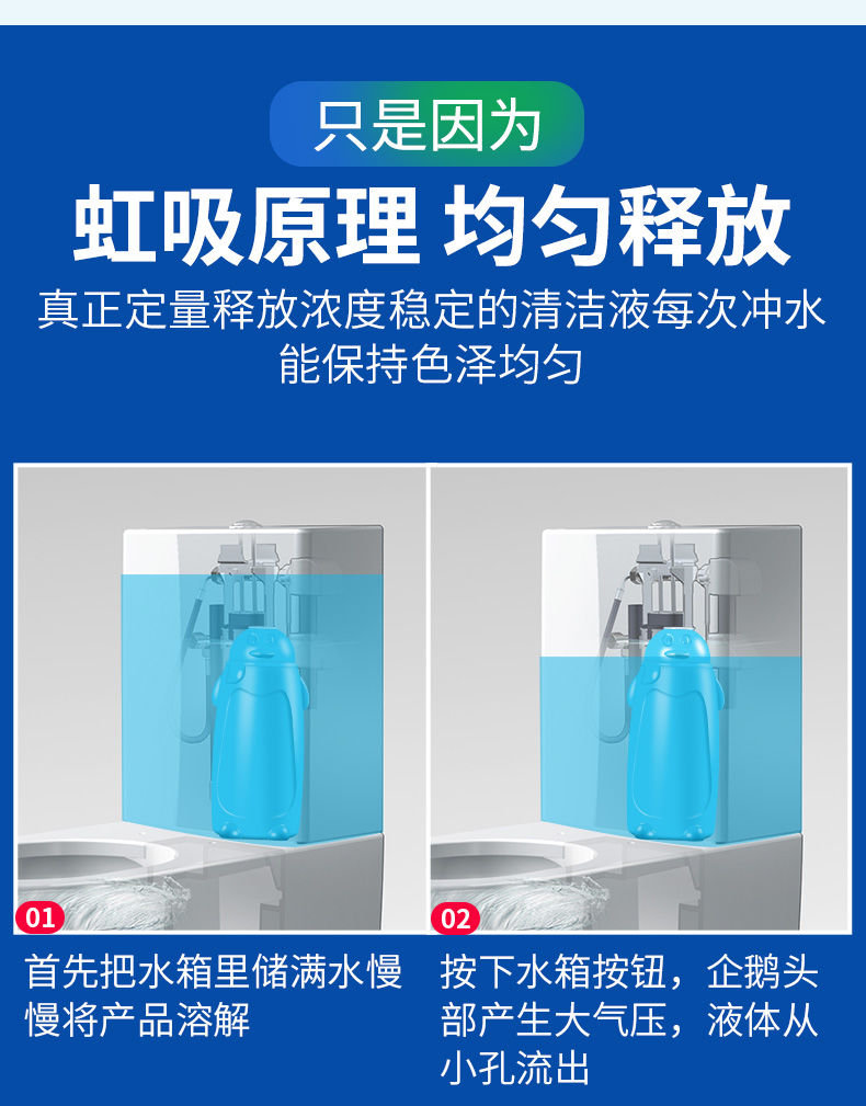 【1瓶用180天】洁厕灵马桶清洁剂厕所除臭净蓝泡泡清香型洁厕宝液