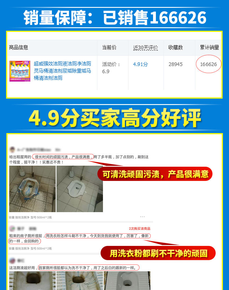 【超威强效洁厕净】洁厕灵洁厕液马桶清洁剂尿垢除重垢马桶清洁剂洁厕