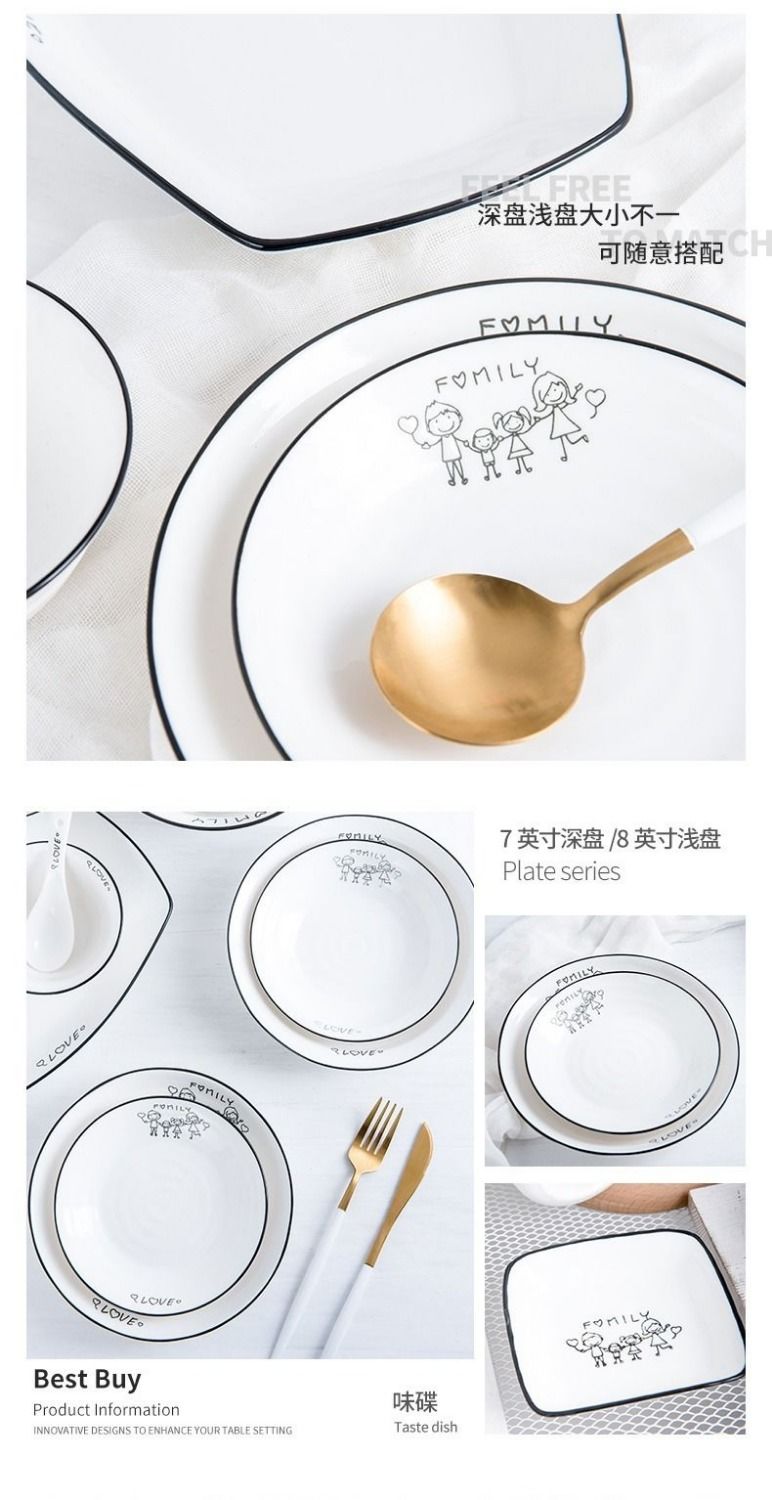 雅诚德亲子碗家用陶瓷碗单个可爱面碗汤碗大碗微波炉专用碗碟餐具