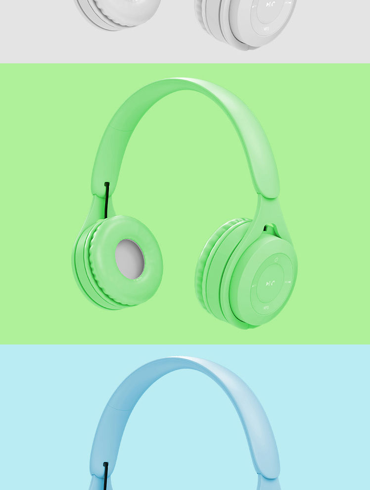头戴式耳机新品马卡龙无线蓝牙耳机重低音立体声耳麦安卓苹果通用