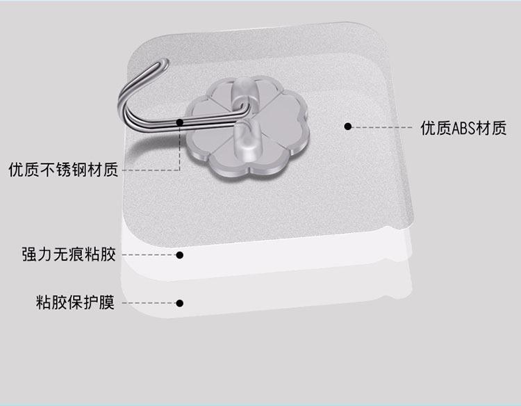 挂钩贴免打孔无痕强力胶粘厨房卫生间宿舍墙面壁上钩子门后连粘钩