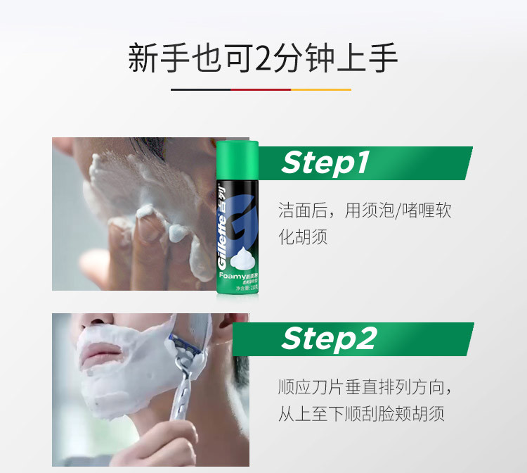 吉列/Gillette 酷爽薄荷型剃须须泡210g