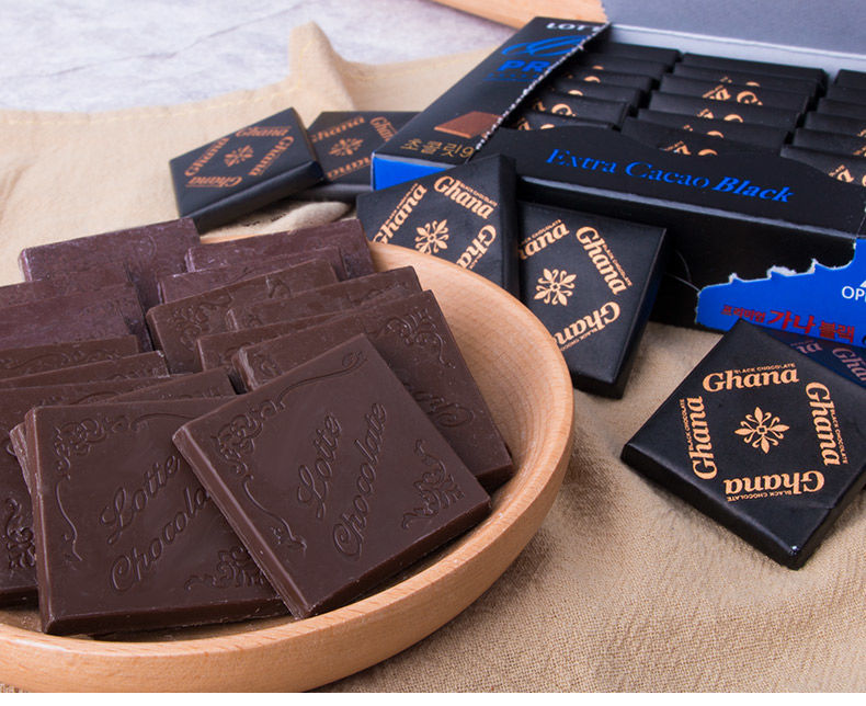 韩国进口食品乐天黑/牛奶加纳巧克力90g*3盒黑巧克力零食2盒