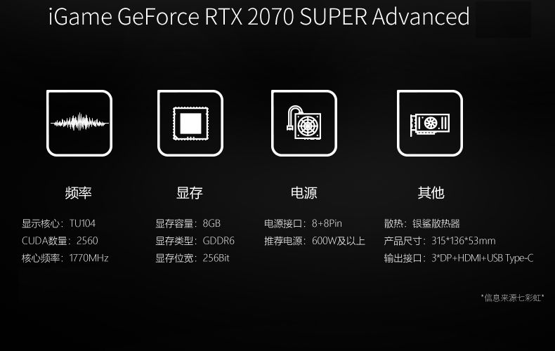 七彩虹RTX2070SUPER/2060SUPER/1660SUPER6G电脑游戏独立显卡