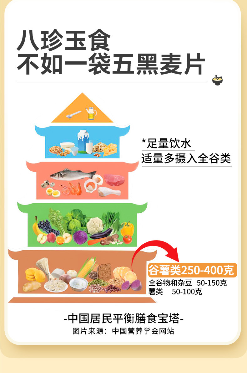 可益康 五黑燕麦片方便食品490g  冲饮谷物 即食早餐麦片