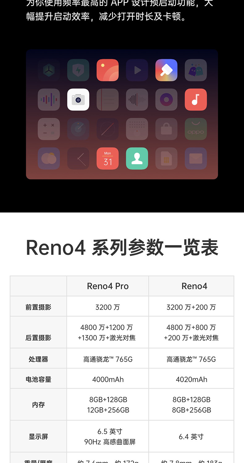 OPPO Reno4 双模5G 65w超级闪充 超级夜景视频 7.6mm超博设计 拍照游戏智能手机