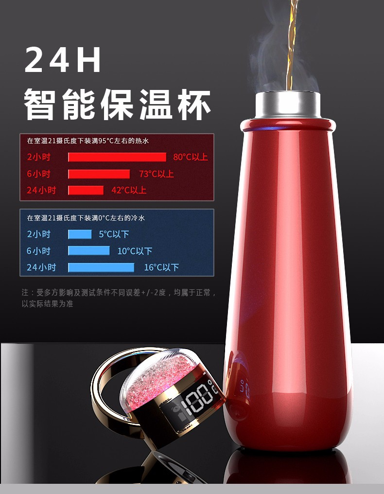 沽咚小茗 保温杯感温智能保温杯水杯显示温度杯过滤便携茶杯子304不锈钢男女学生网红杯送礼商务泡茶杯