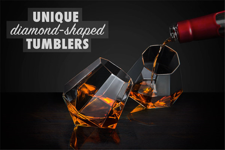 蒙福  威士忌酒杯 创意圆口透明玻璃钻石玻璃杯酒吧洋酒啤酒杯