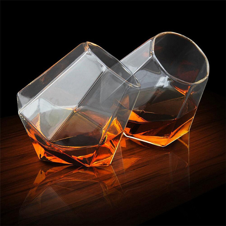 蒙福  威士忌酒杯 创意圆口透明玻璃钻石玻璃杯酒吧洋酒啤酒杯