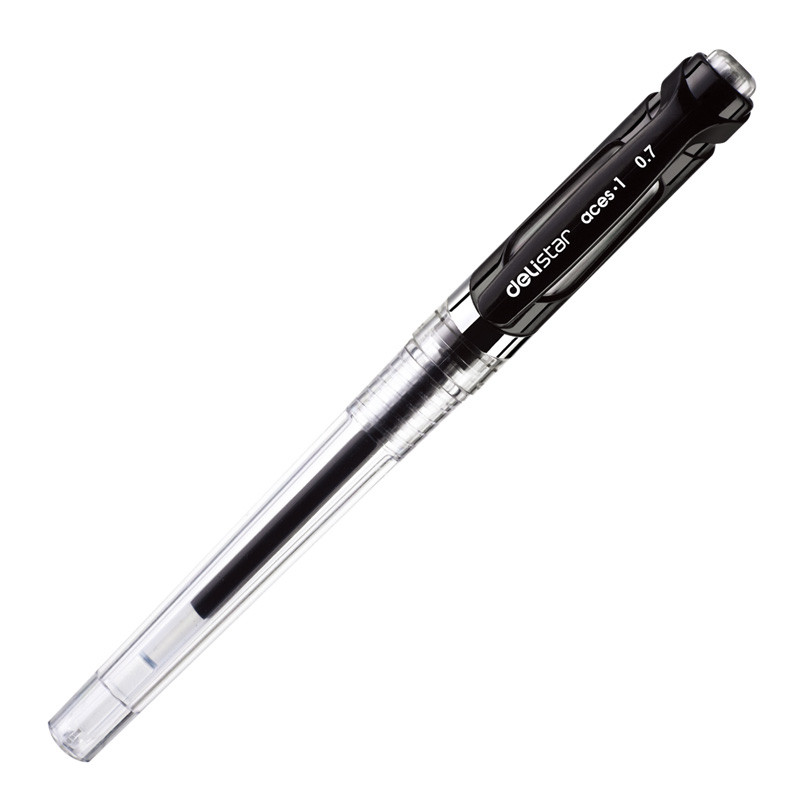 得力/deli 中性笔S20碳素笔中性笔0.7mm振幅12支/盒黑签字笔写字考试办公粗杆