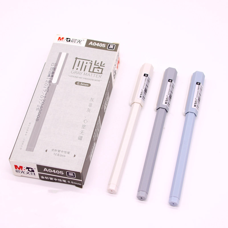 晨光/M&amp;G晨光文具AGPA0405灰谐系列中性笔0.5全针管笔芯六角棱形笔杆碳素水笔
