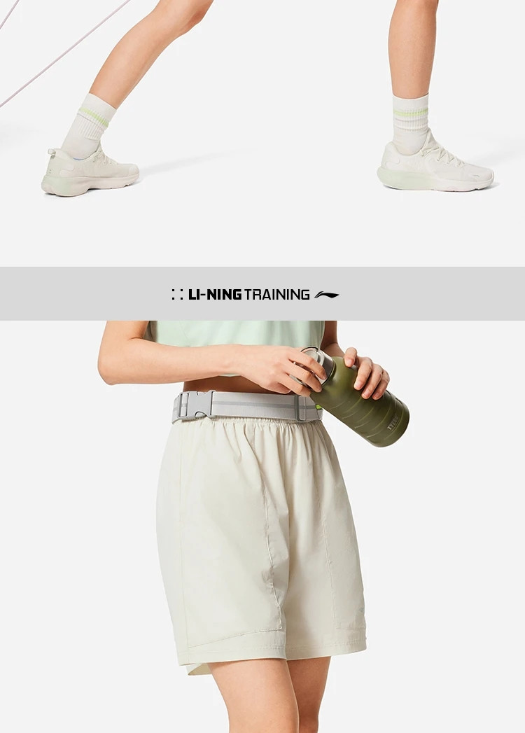 李宁/LI NING 健身系列女子冰感舒适宽松运动短裤AKSU462梭织透气