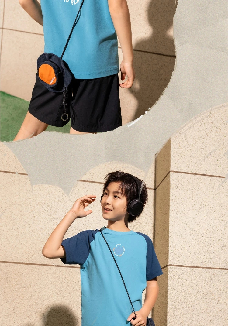 李宁/LI NING 男大童运动生活系列短袖文化衫短袖T恤拼接YHSU145