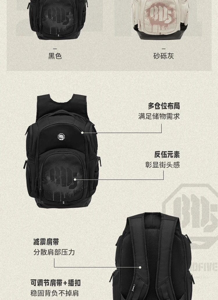 李宁/LI NING 反伍反光防泼水篮球背包大容量运动包双肩包ABSU117