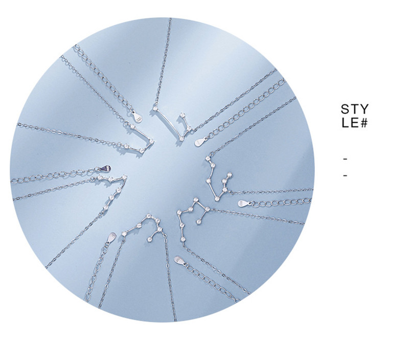 漂亮百合 S925银十二星座项链女生星座守护锁骨链女纯银吊坠