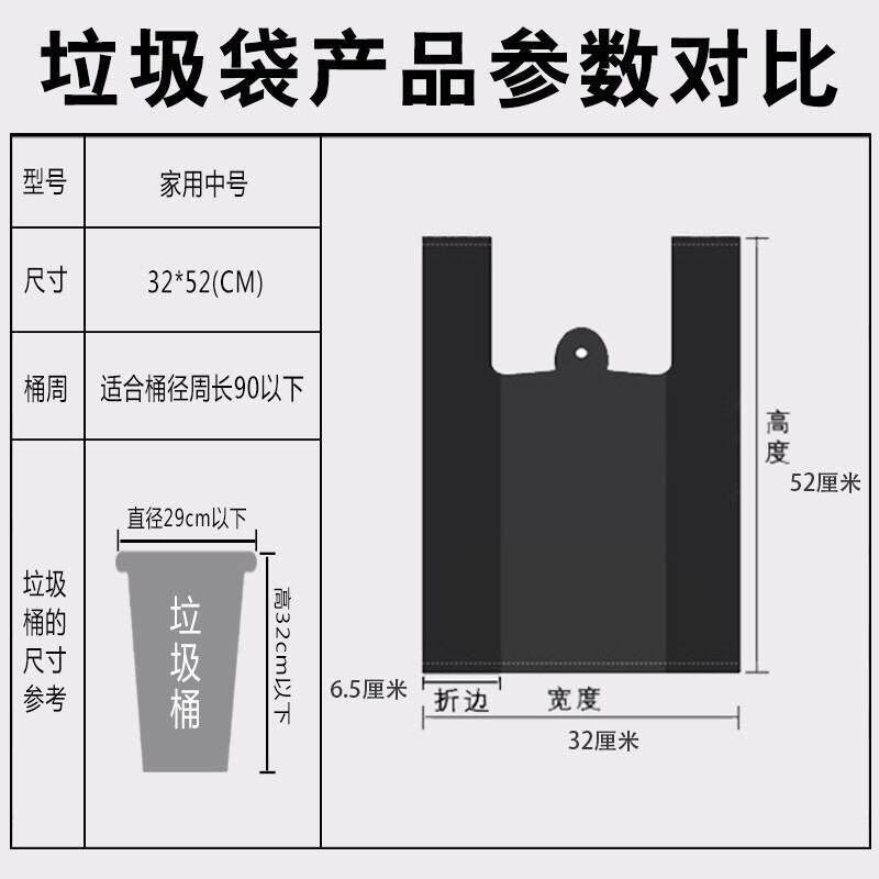 【20-400只】厨房垃圾袋加厚家用大号手提一次性黑色塑料袋批发