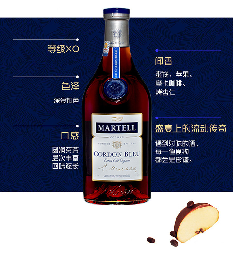 马爹利(Martell) 蓝带1500mL XO级干邑白兰地