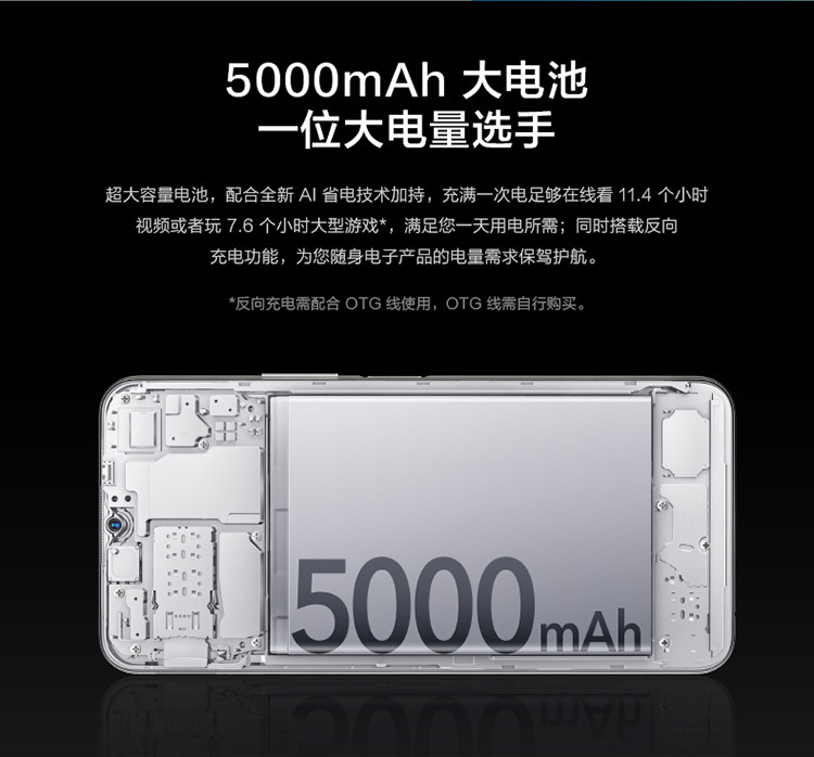 vivo Y30标准版 5000mAh大电池 疾速侧面指纹解锁 4G全网通智能手机