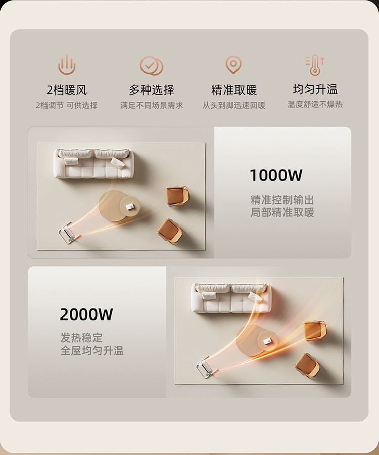 向物 取暖器家用 暖风机客厅大面积取暖 变频节能省电 电暖器立式速