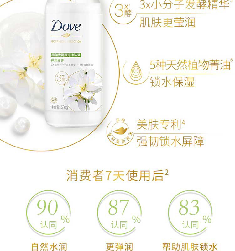 多芬/DOVE  茉莉植萃甄选滋养沐浴乳500g两瓶