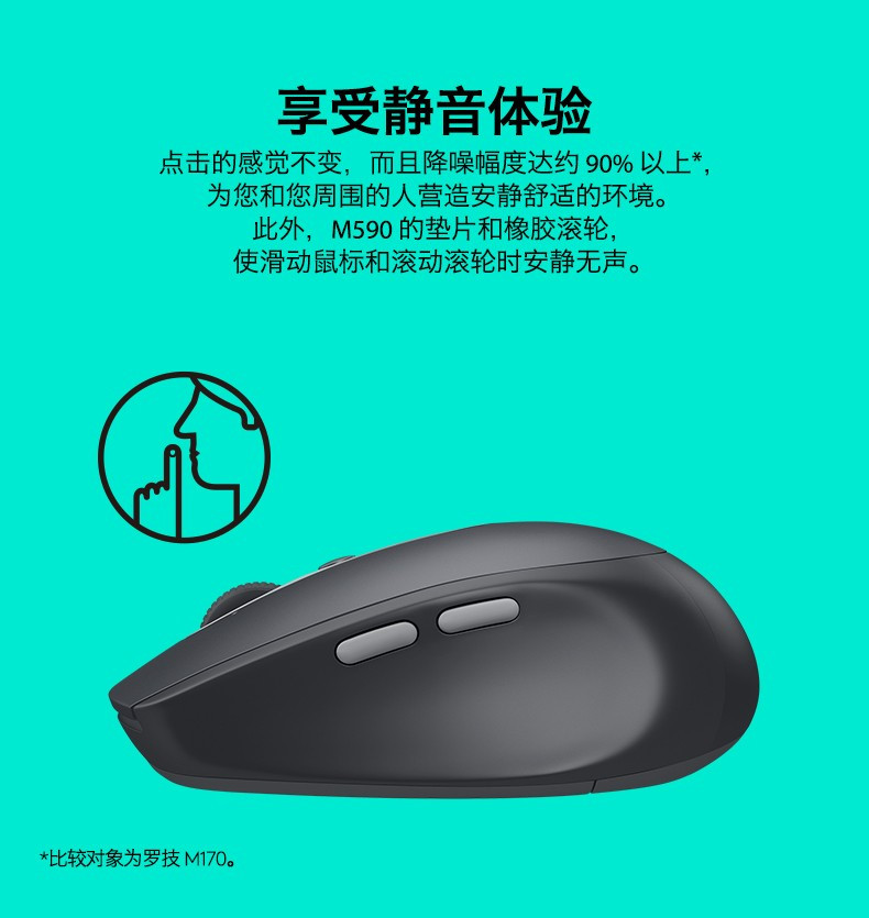 罗技/Logitech M590 鼠标 无线蓝牙鼠标 办公鼠标 静音鼠标 对称鼠标 优联