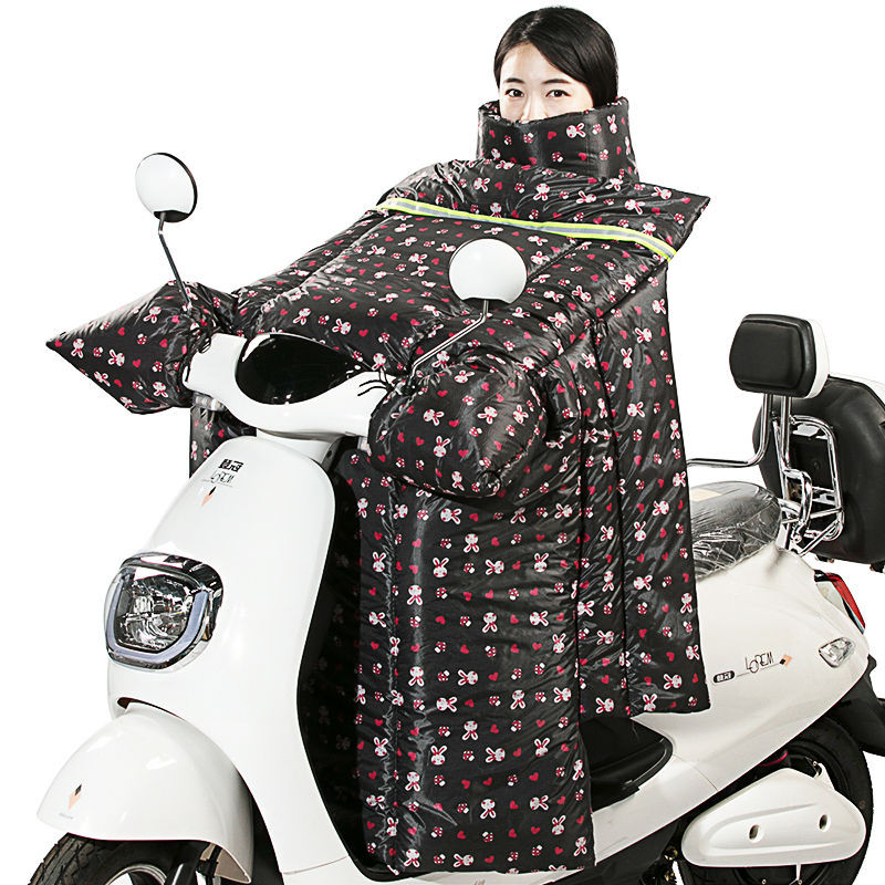 电动车挡风被冬季女士加绒加厚防风罩电动摩托车三轮车亲子挡风罩