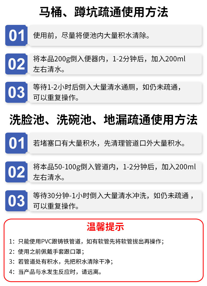 【强力管道疏通剂】净尔康厨房下水道厕所马桶堵塞清洁除臭剂