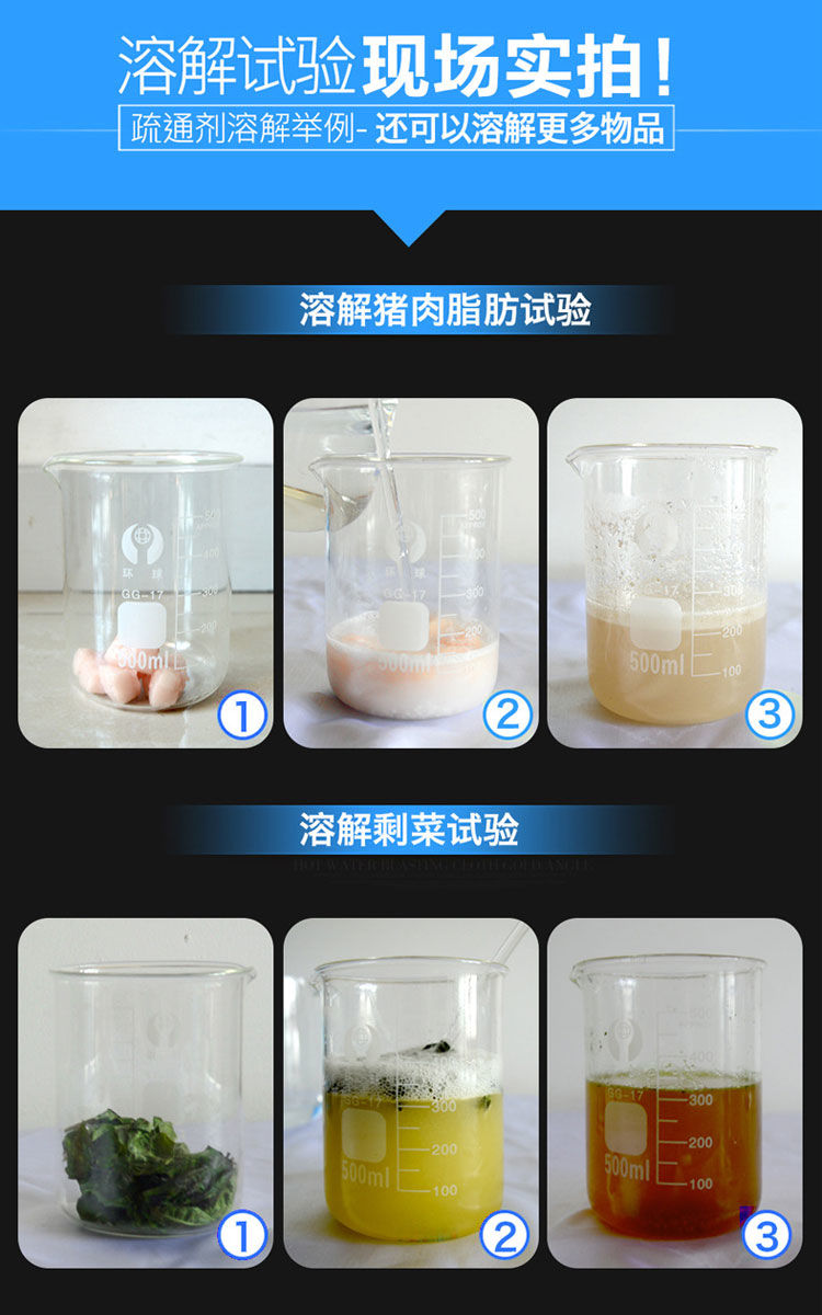 升级60g强力管道疏通剂厨房下水道厕所卫生间马桶堵塞清洁除臭剂