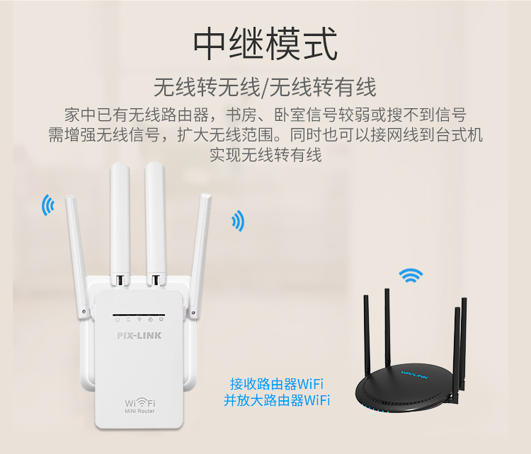 无线WIFI信号放大器WiFi增强器接收器网络扩展器放大器中继器家用