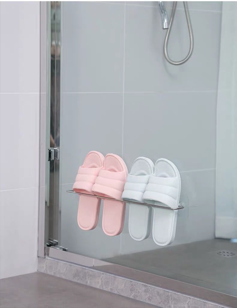 免打孔不锈钢简易拖鞋架子浴室毛巾置物架卫生间放鞋收纳壁挂墙式