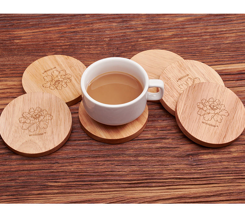 睿森实木茶杯垫整木防烫隔热垫创意木制杯垫激光杯垫定制杯垫木