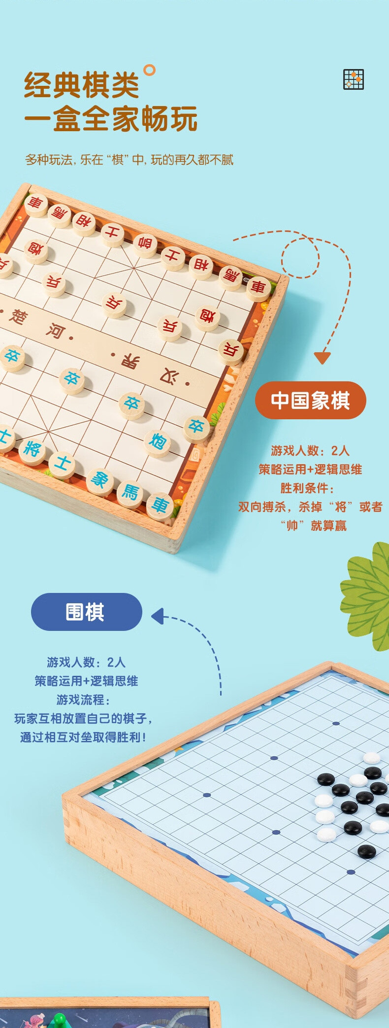 得力/deli 10合一围棋中国象棋五子棋女孩玩具多功能桌游亲子