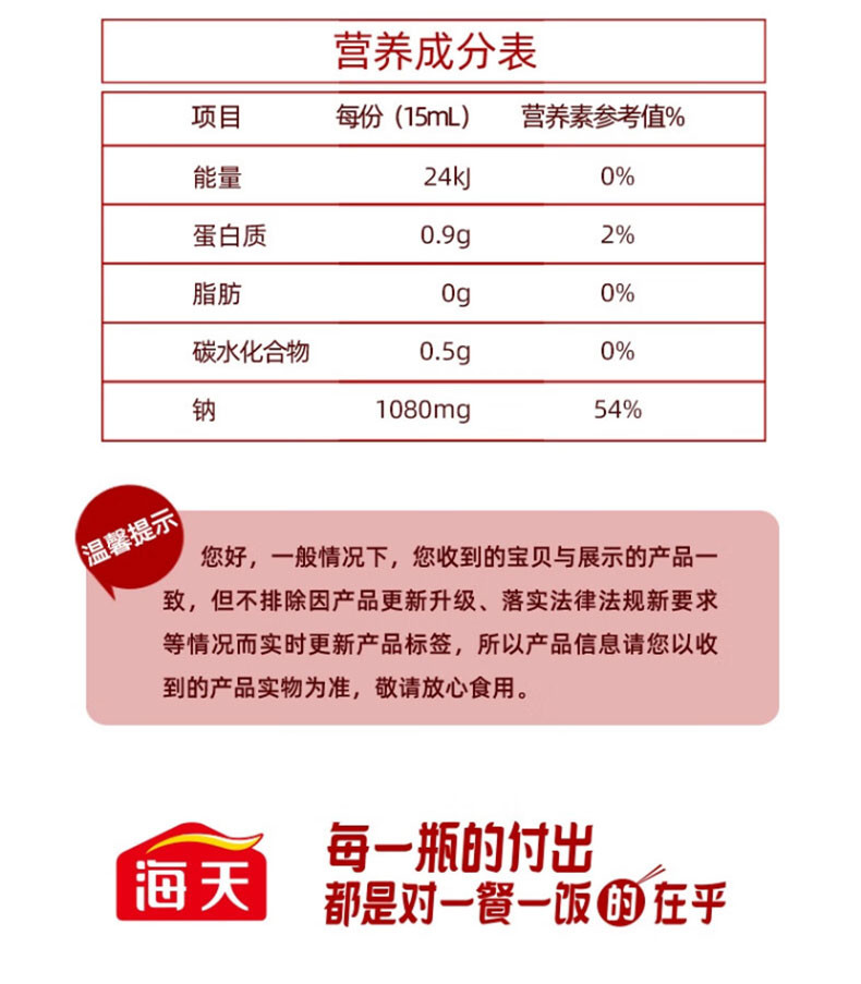 海天 【会员享实惠】鲜味生抽1.28L