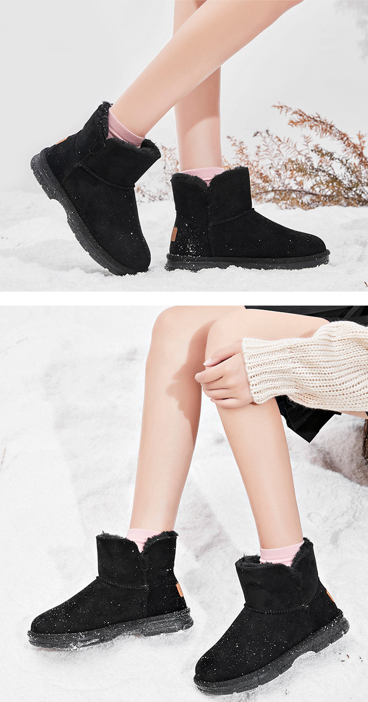 森马雪地靴女2020年新款秋冬季加绒加厚保暖厚底一脚蹬短筒靴