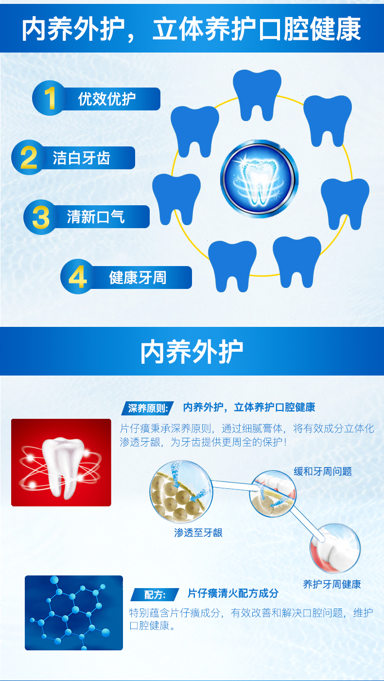 片仔癀/PZH 深清爽牙膏（青柠薄荷香）100g清新口气 清火护龈