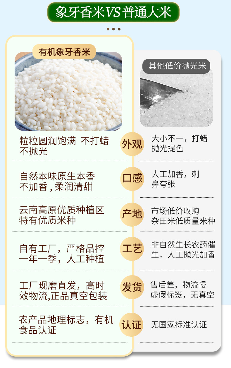  八宝贡 云南文山高原大米有机象牙香米2.5kg 真空包装当季新米