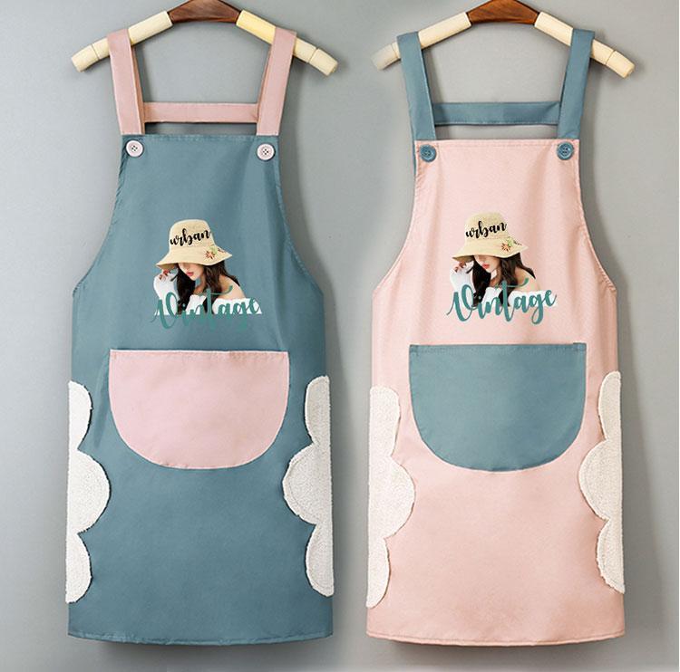 大人围裙防水防油家用成人男女厨房做饭薄款可爱日系夏天工作围兜